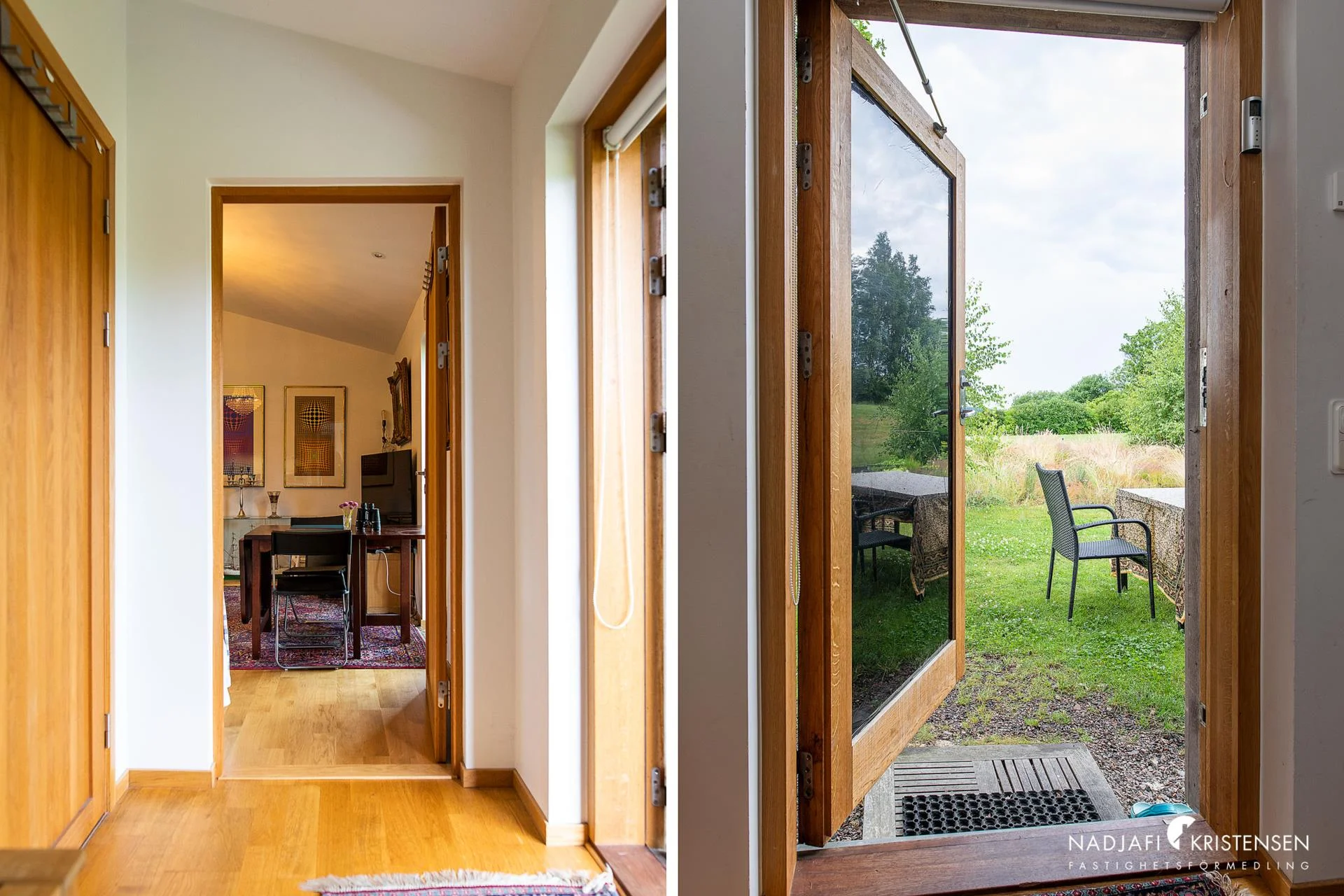 Hallway with the door open to the garden